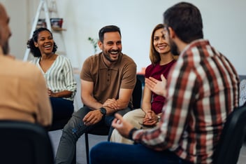 Community talking and supporting one another